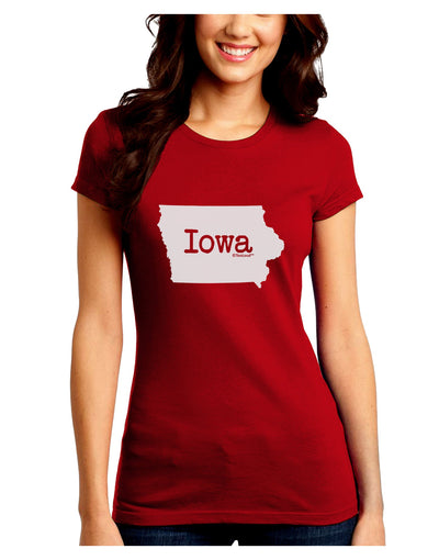 Iowa - United States Shape Juniors Crew Dark T-Shirt by TooLoud-T-Shirts Juniors Tops-TooLoud-Red-Juniors Fitted Small-Davson Sales