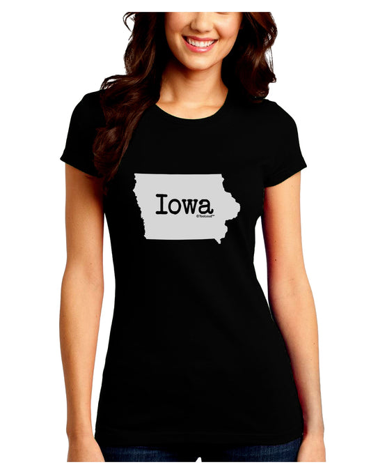 Iowa - United States Shape Juniors Crew Dark T-Shirt by TooLoud-T-Shirts Juniors Tops-TooLoud-Black-Juniors Fitted Small-Davson Sales