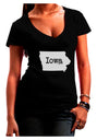 Iowa - United States Shape Juniors V-Neck Dark T-Shirt by TooLoud-Womens V-Neck T-Shirts-TooLoud-Black-Juniors Fitted Small-Davson Sales