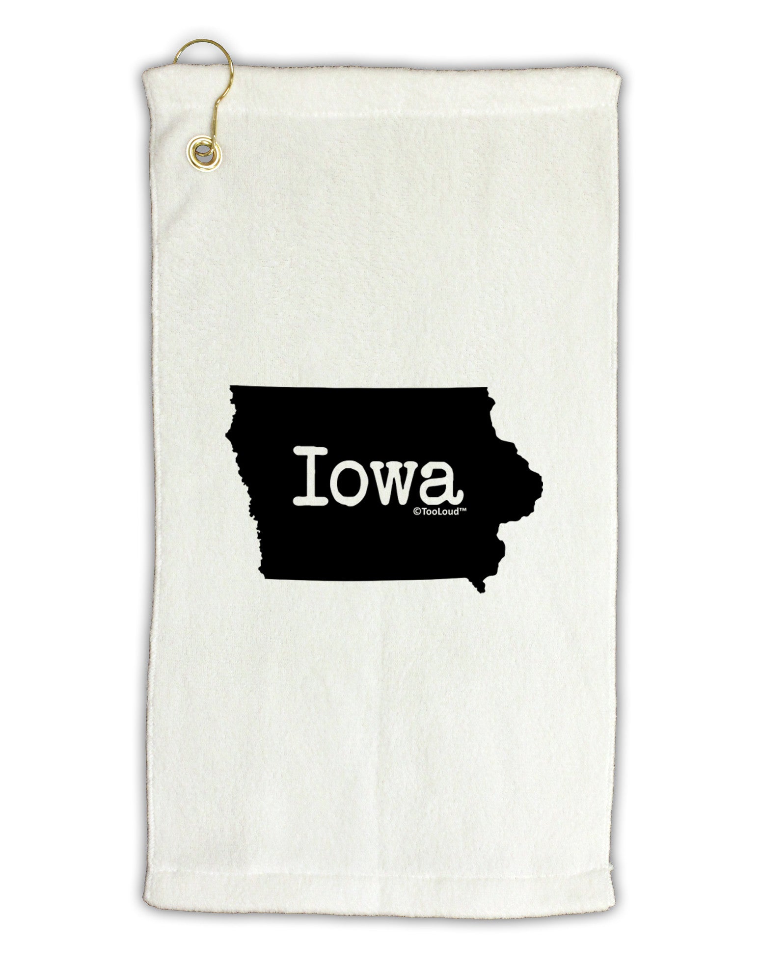 Iowa - United States Shape Micro Terry Gromet Golf Towel 11"x19-Golf Towel-TooLoud-White-Davson Sales