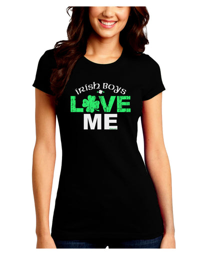 Irish Boys Love Me Juniors Petite Crew Dark T-Shirt-T-Shirts Juniors Tops-TooLoud-Black-Juniors Fitted Small-Davson Sales