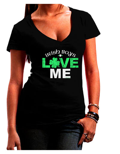 Irish Boys Love Me Womens V-Neck Dark T-Shirt-Womens V-Neck T-Shirts-TooLoud-Black-Juniors Fitted Small-Davson Sales