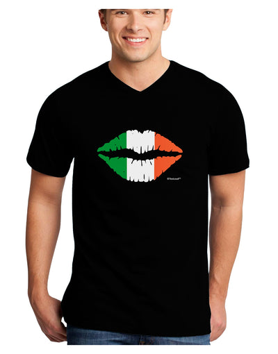 Irish Flag Kiss Adult Dark V-Neck T-Shirt by TooLoud-Mens V-Neck T-Shirt-TooLoud-Black-Small-Davson Sales