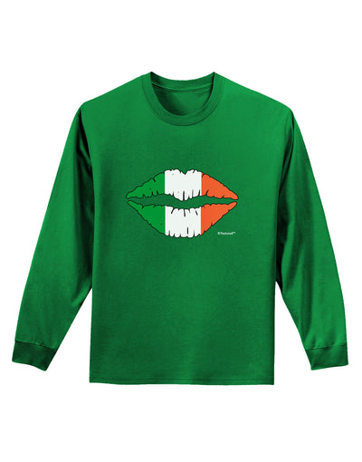 Irish Flag Kiss Adult Long Sleeve Dark T-Shirt by TooLoud-TooLoud-Kelly-Green-Small-Davson Sales