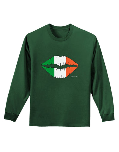 Irish Flag Kiss Adult Long Sleeve Dark T-Shirt by TooLoud-TooLoud-Dark-Green-Small-Davson Sales