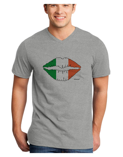 Irish Flag Kiss Adult V-Neck T-shirt by TooLoud-Mens V-Neck T-Shirt-TooLoud-HeatherGray-Small-Davson Sales