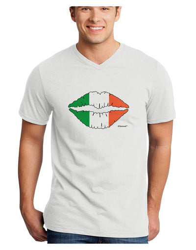 Irish Flag Kiss Adult V-Neck T-shirt by TooLoud-Mens V-Neck T-Shirt-TooLoud-White-Small-Davson Sales