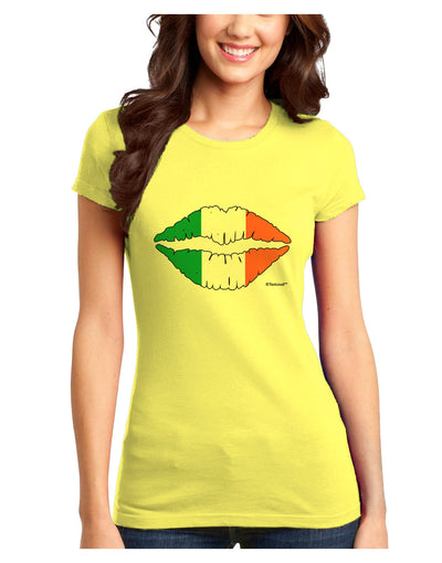 Irish Flag Kiss Juniors T-Shirt by TooLoud-Womens Juniors T-Shirt-TooLoud-Yellow-Juniors Fitted X-Small-Davson Sales