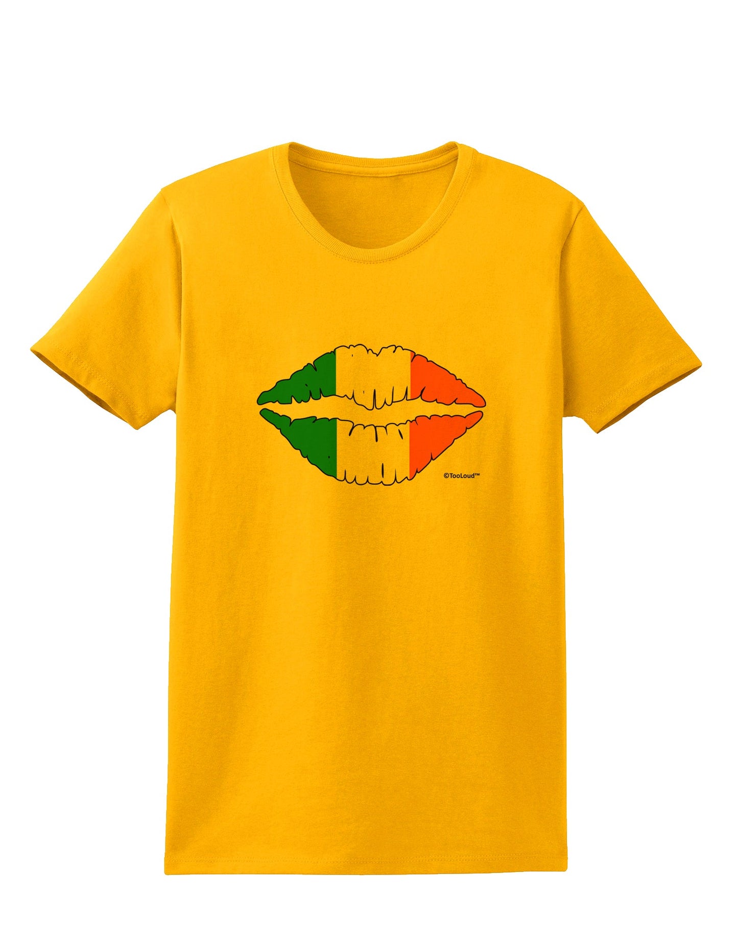 Irish Flag Kiss Womens T-Shirt by TooLoud-Womens T-Shirt-TooLoud-Gold-X-Small-Davson Sales