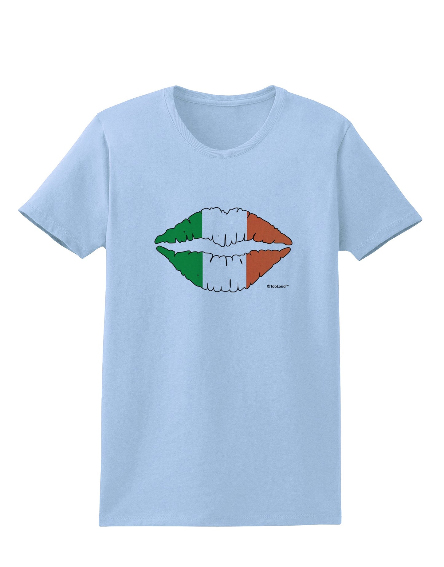 Irish Flag Kiss Womens T-Shirt by TooLoud-Womens T-Shirt-TooLoud-Light-Blue-X-Small-Davson Sales