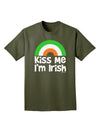 Irish Flag Rainbow - Kiss Me I'm Irish Adult Dark T-Shirt by TooLoud-Mens T-Shirt-TooLoud-Military-Green-Small-Davson Sales