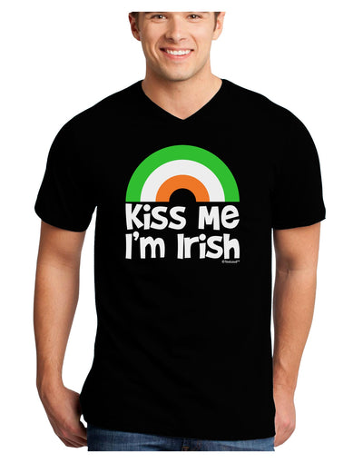 Irish Flag Rainbow - Kiss Me I'm Irish Adult Dark V-Neck T-Shirt by TooLoud-Mens V-Neck T-Shirt-TooLoud-Black-Small-Davson Sales