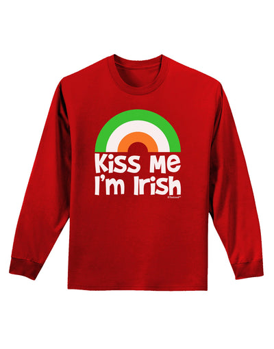 Irish Flag Rainbow - Kiss Me I'm Irish Adult Long Sleeve Dark T-Shirt by TooLoud-Clothing-TooLoud-Red-Small-Davson Sales