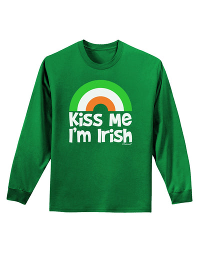 Irish Flag Rainbow - Kiss Me I'm Irish Adult Long Sleeve Dark T-Shirt by TooLoud-Clothing-TooLoud-Kelly-Green-Small-Davson Sales