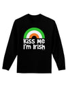 Irish Flag Rainbow - Kiss Me I'm Irish Adult Long Sleeve Dark T-Shirt by TooLoud-Clothing-TooLoud-Black-Small-Davson Sales