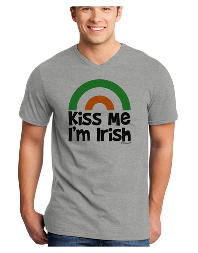 Irish Flag Rainbow - Kiss Me I'm Irish Adult V-Neck T-shirt by TooLoud-Mens V-Neck T-Shirt-TooLoud-HeatherGray-Small-Davson Sales