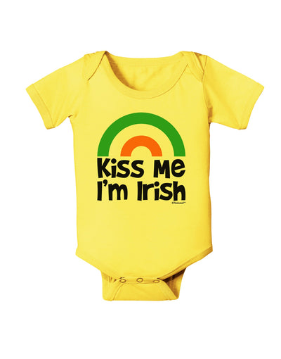 Irish Flag Rainbow - Kiss Me I'm Irish Baby Romper Bodysuit by TooLoud-Baby Romper-TooLoud-Yellow-06-Months-Davson Sales