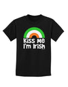 Irish Flag Rainbow - Kiss Me I'm Irish Childrens Dark T-Shirt by TooLoud-Childrens T-Shirt-TooLoud-Black-X-Small-Davson Sales