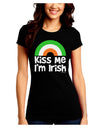 Irish Flag Rainbow - Kiss Me I'm Irish Juniors Crew Dark T-Shirt by TooLoud-T-Shirts Juniors Tops-TooLoud-Black-Juniors Fitted Small-Davson Sales