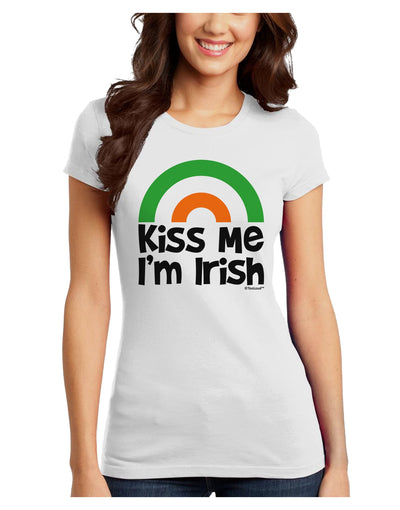 Irish Flag Rainbow - Kiss Me I'm Irish Juniors T-Shirt by TooLoud-Womens Juniors T-Shirt-TooLoud-White-Juniors Fitted X-Small-Davson Sales