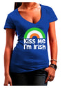 Irish Flag Rainbow - Kiss Me I'm Irish Juniors V-Neck Dark T-Shirt by TooLoud-Womens V-Neck T-Shirts-TooLoud-Royal-Blue-Juniors Fitted Small-Davson Sales