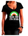 Irish Flag Rainbow - Kiss Me I'm Irish Juniors V-Neck Dark T-Shirt by TooLoud-Womens V-Neck T-Shirts-TooLoud-Black-Juniors Fitted Small-Davson Sales