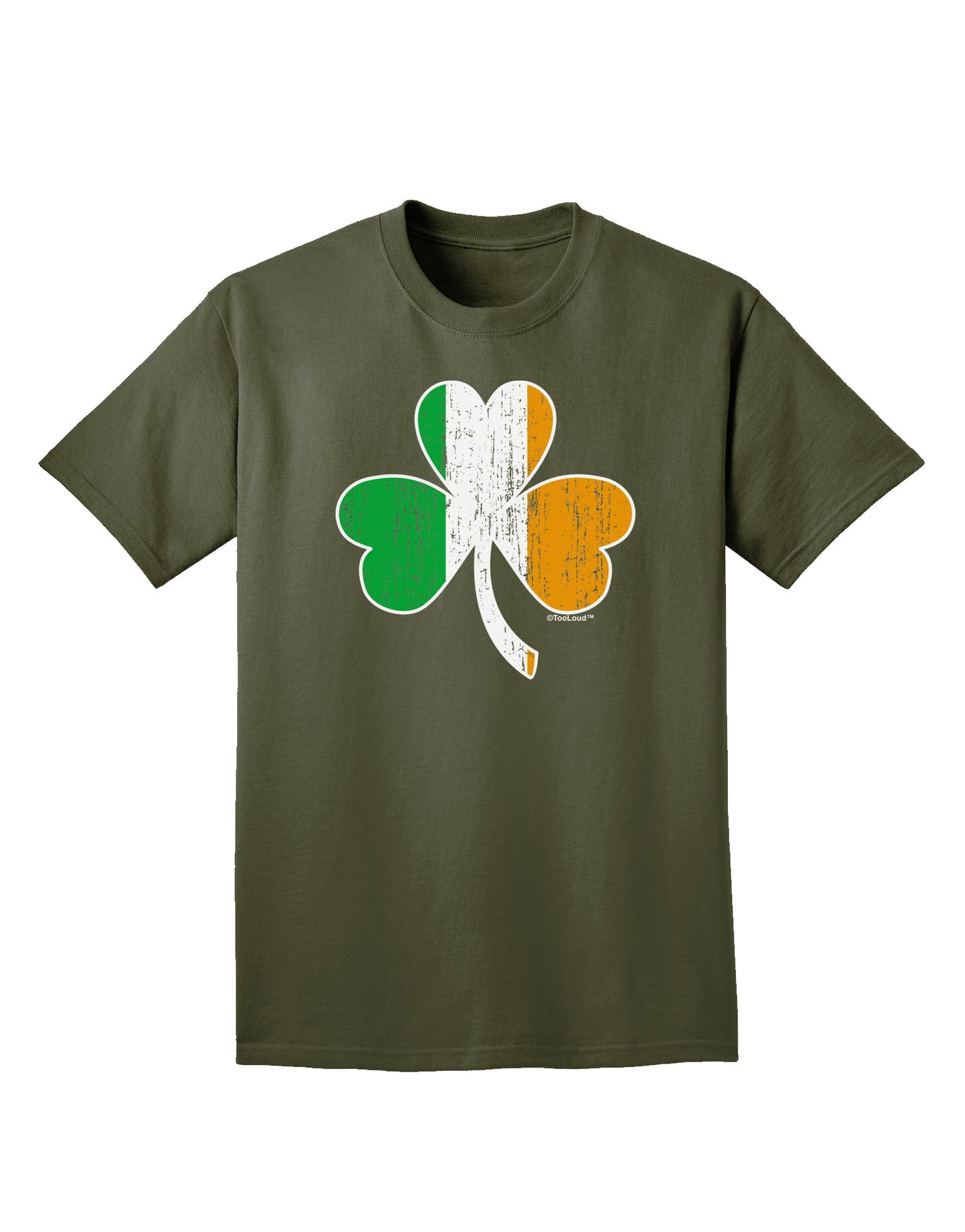 Irish Flag - Shamrock Distressed Adult Dark T-Shirt by TooLoud-Mens T-Shirt-TooLoud-Military-Green-Small-Davson Sales