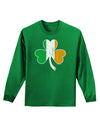 Irish Flag - Shamrock Distressed Adult Long Sleeve Dark T-Shirt by TooLoud-TooLoud-Kelly-Green-Small-Davson Sales