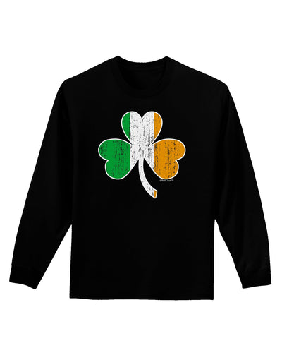 Irish Flag - Shamrock Distressed Adult Long Sleeve Dark T-Shirt by TooLoud-TooLoud-Black-Small-Davson Sales