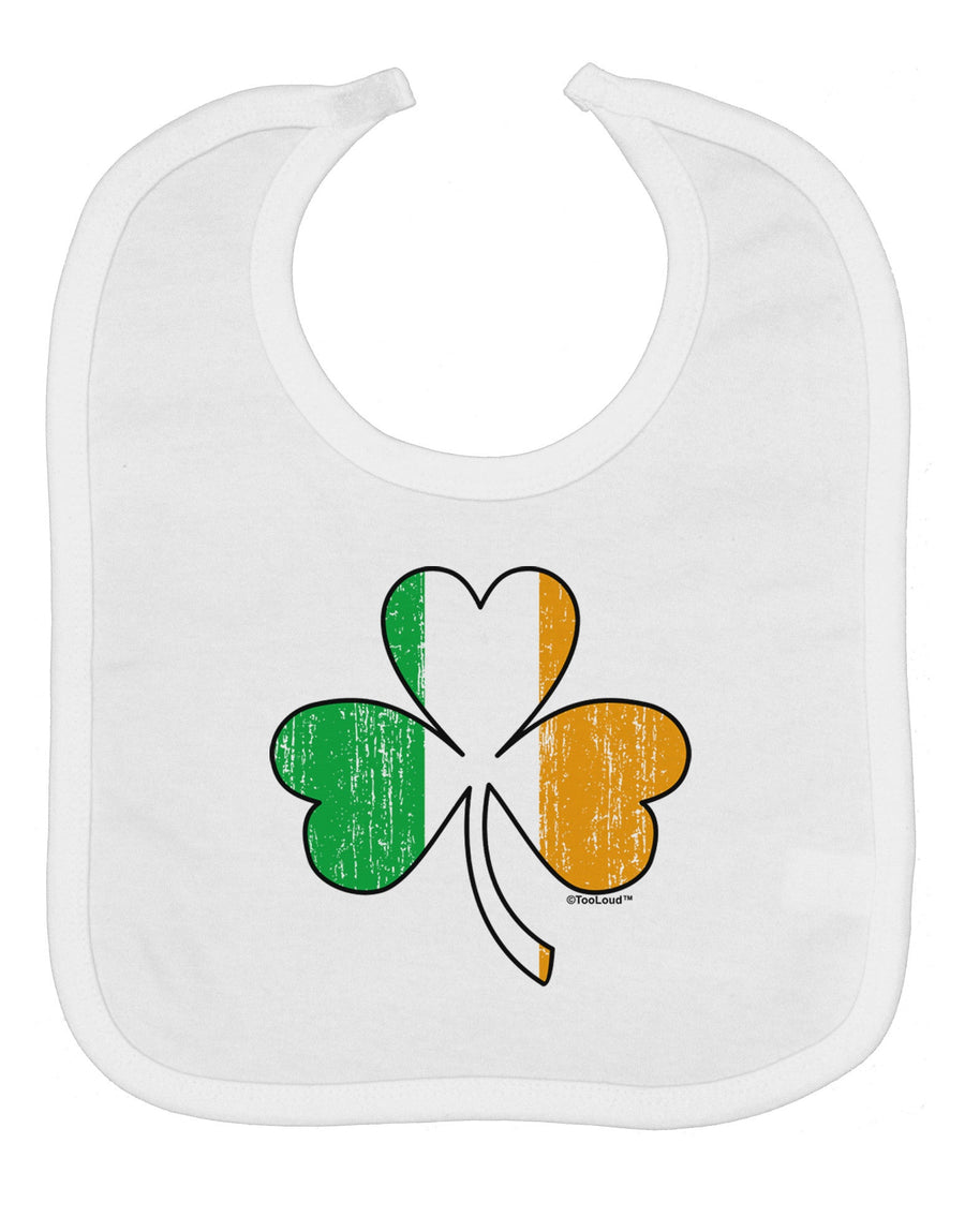 Irish Flag - Shamrock Distressed Baby Bib by TooLoud