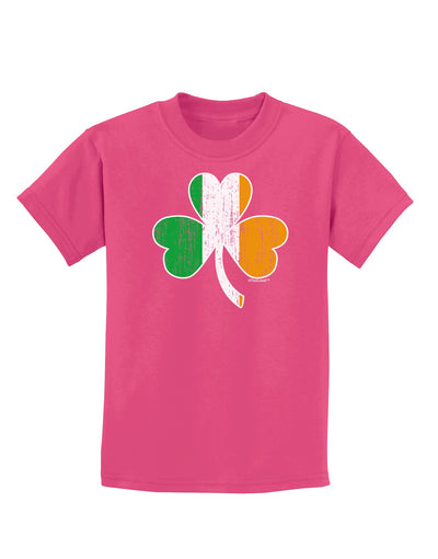 Irish Flag - Shamrock Distressed Childrens Dark T-Shirt by TooLoud-Childrens T-Shirt-TooLoud-Sangria-X-Small-Davson Sales