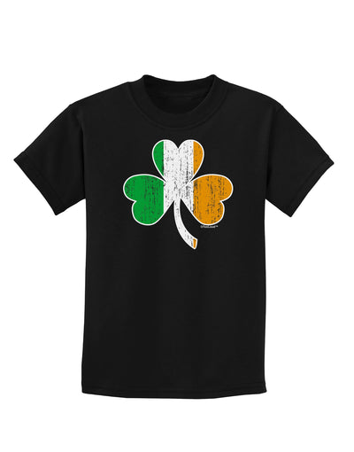 Irish Flag - Shamrock Distressed Childrens Dark T-Shirt by TooLoud-Childrens T-Shirt-TooLoud-Black-X-Small-Davson Sales