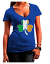 Irish Flag - Shamrock Distressed Juniors V-Neck Dark T-Shirt by TooLoud-Womens V-Neck T-Shirts-TooLoud-Royal-Blue-Juniors Fitted Small-Davson Sales