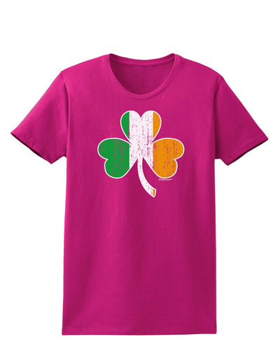 Irish Flag - Shamrock Distressed Womens Dark T-Shirt by TooLoud-Womens T-Shirt-TooLoud-Hot-Pink-Small-Davson Sales