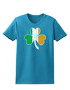 Irish Flag - Shamrock Distressed Womens Dark T-Shirt by TooLoud-Womens T-Shirt-TooLoud-Turquoise-X-Small-Davson Sales