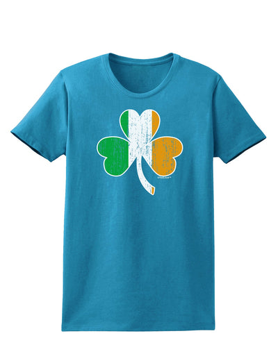 Irish Flag - Shamrock Distressed Womens Dark T-Shirt by TooLoud-Womens T-Shirt-TooLoud-Turquoise-X-Small-Davson Sales