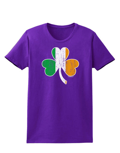 Irish Flag - Shamrock Distressed Womens Dark T-Shirt by TooLoud-Womens T-Shirt-TooLoud-Purple-X-Small-Davson Sales