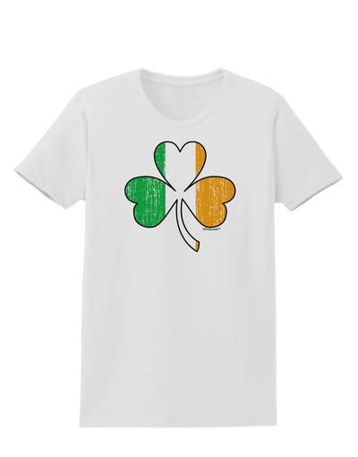 Irish Flag - Shamrock Distressed Womens T-Shirt by TooLoud-Womens T-Shirt-TooLoud-White-X-Small-Davson Sales