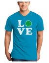 Irish Love - Distressed Adult Dark V-Neck T-Shirt by TooLoud-Mens V-Neck T-Shirt-TooLoud-Turquoise-Small-Davson Sales