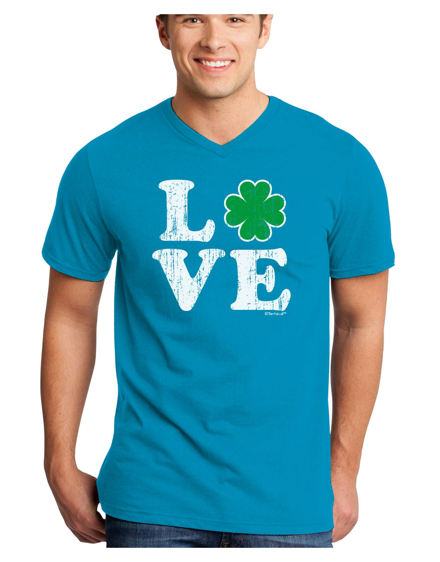 Irish Love - Distressed Adult Dark V-Neck T-Shirt by TooLoud-Mens V-Neck T-Shirt-TooLoud-Black-Small-Davson Sales