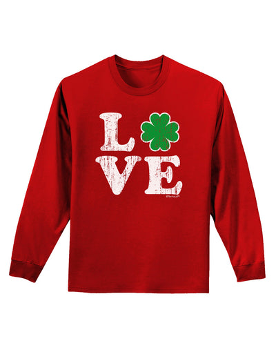 Irish Love - Distressed Adult Long Sleeve Dark T-Shirt by TooLoud-TooLoud-Red-Small-Davson Sales