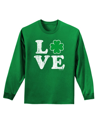 Irish Love - Distressed Adult Long Sleeve Dark T-Shirt by TooLoud-TooLoud-Kelly-Green-Small-Davson Sales