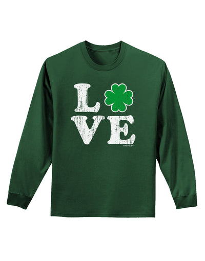 Irish Love - Distressed Adult Long Sleeve Dark T-Shirt by TooLoud-TooLoud-Dark-Green-Small-Davson Sales