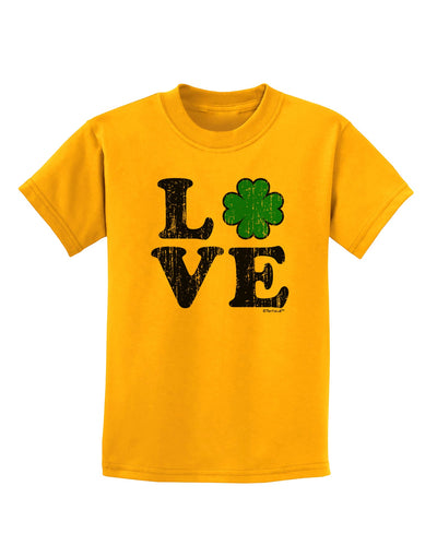 Irish Love - Distressed Childrens T-Shirt by TooLoud-Childrens T-Shirt-TooLoud-Gold-X-Small-Davson Sales