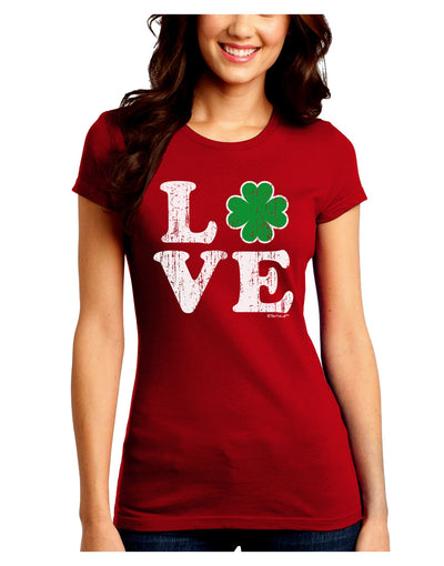 Irish Love - Distressed Juniors Crew Dark T-Shirt by TooLoud-T-Shirts Juniors Tops-TooLoud-Red-Juniors Fitted Small-Davson Sales