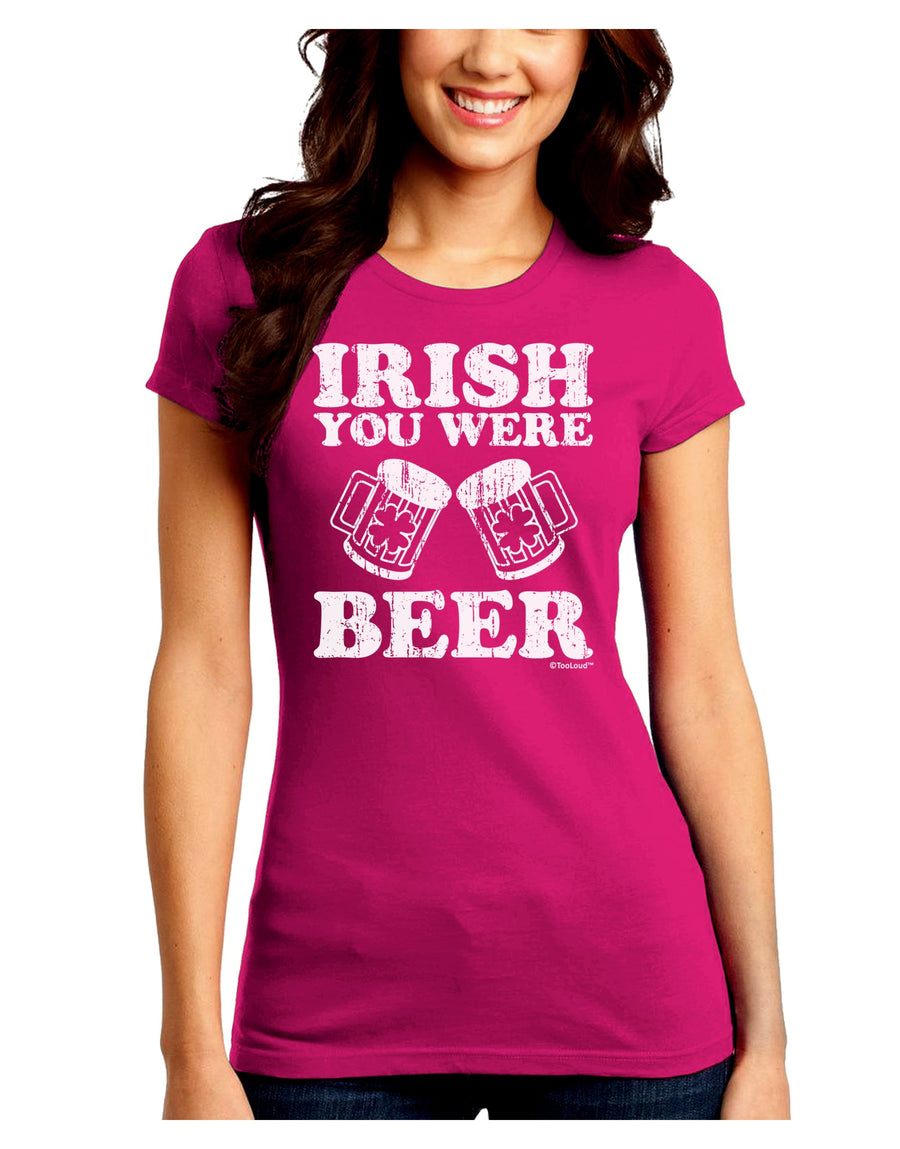 Irish You Were Beer Juniors Crew Dark T-Shirt by TooLoud-T-Shirts Juniors Tops-TooLoud-Black-Juniors Fitted Small-Davson Sales