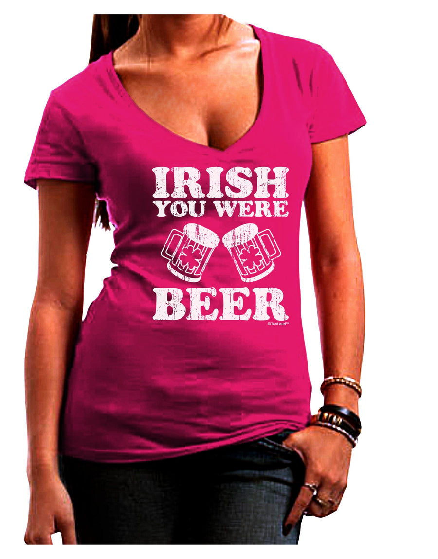 Irish You Were Beer Juniors V-Neck Dark T-Shirt by TooLoud-Womens V-Neck T-Shirts-TooLoud-Black-Juniors Fitted Small-Davson Sales