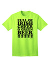 Irish-themed Adult T-Shirt with Vibrant Cheer and Green Beer by TooLoud-Mens T-shirts-TooLoud-Neon-Green-Small-Davson Sales