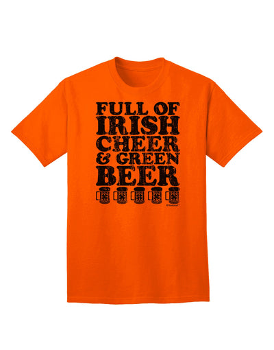 Irish-themed Adult T-Shirt with Vibrant Cheer and Green Beer by TooLoud-Mens T-shirts-TooLoud-Orange-Small-Davson Sales