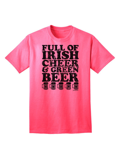 Irish-themed Adult T-Shirt with Vibrant Cheer and Green Beer by TooLoud-Mens T-shirts-TooLoud-Neon-Pink-Small-Davson Sales